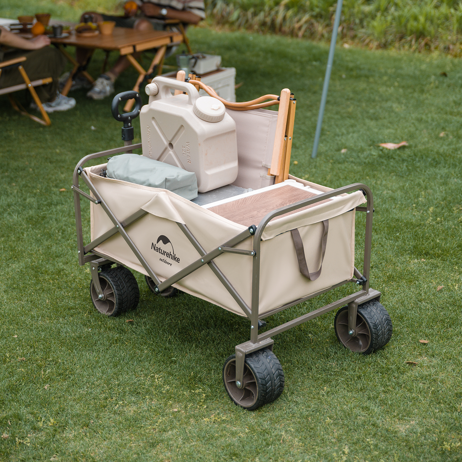 Naturehike skládací přepravní vozík Off-road s brzdou 12 kg - krémový